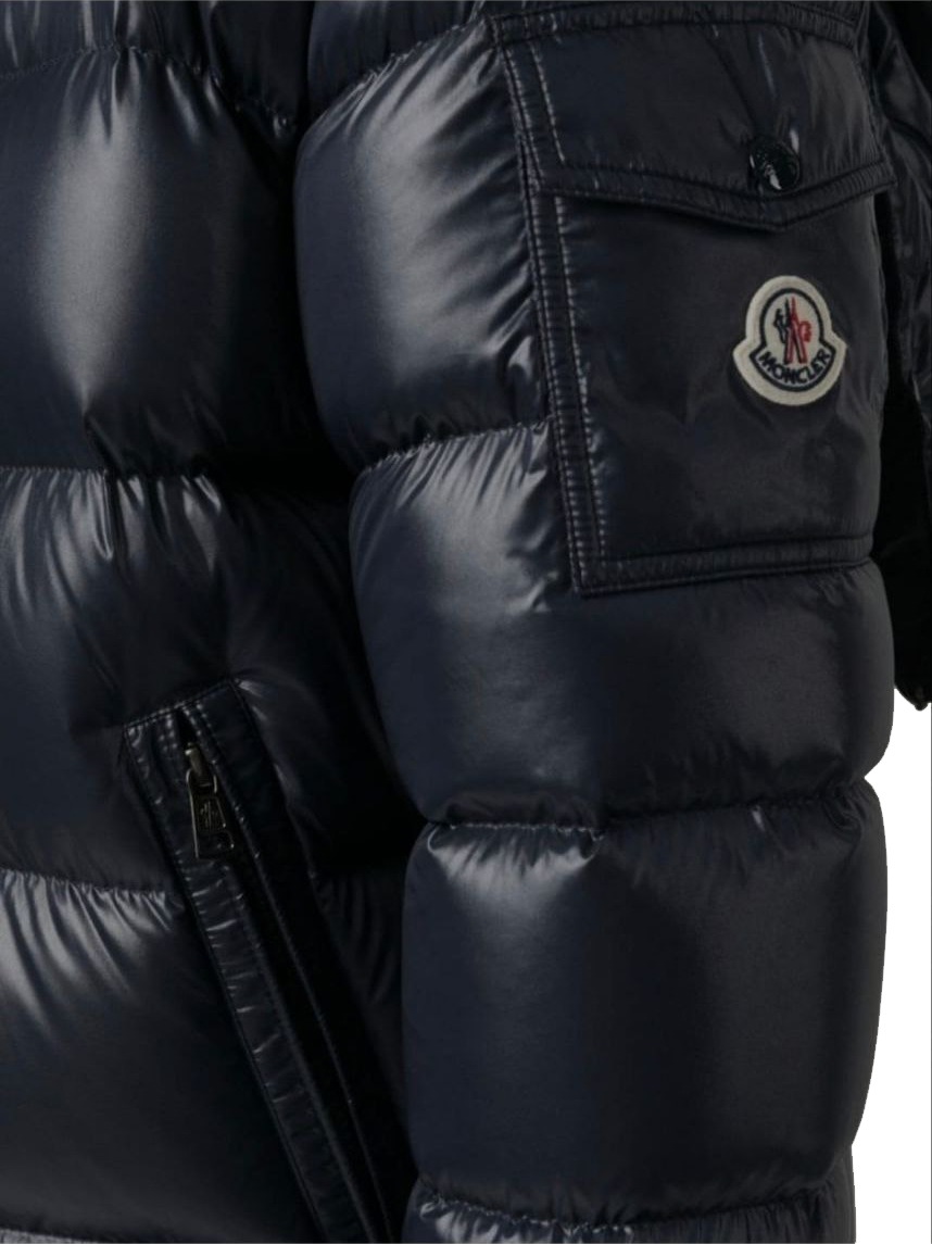 Men's Navy Blue Moncler Maya Hooded Short Padded Jacket