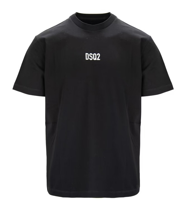 Mens Black Dsquared2 DSQ2 Embossed Logo Crew Neck Cotton Tshirt