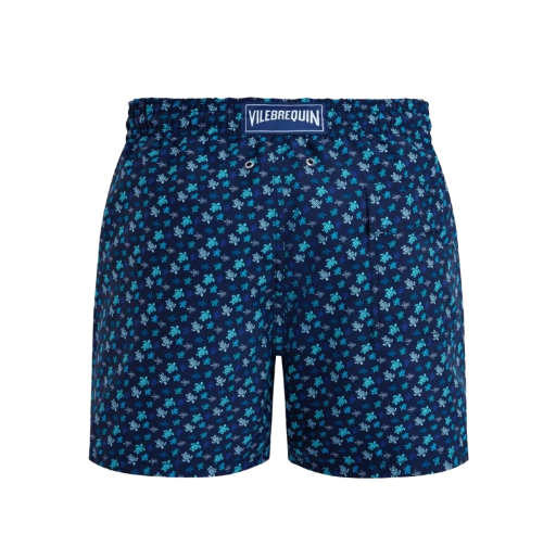 Mens Vilebrequin Moorea Micro Ronde Des Tortues Rainbow Turtles Navy Blue Swim Beach Shorts