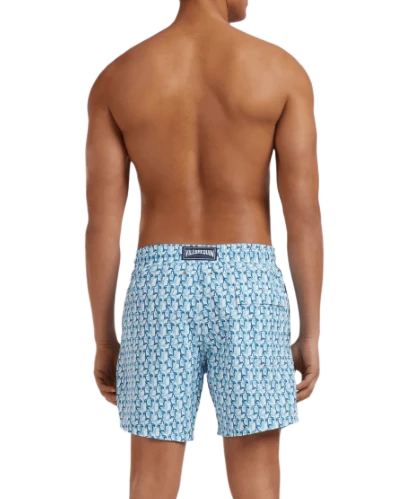 Mens Vilebrequin Moorea Tortues Blue Small Turtles Net Logo Swim Beach Shorts