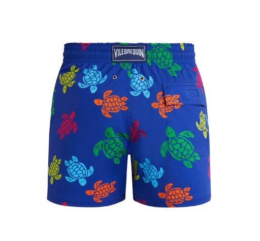 Mens Vilebrequin Moorea Macro Ronde Des Tortues Multicoloured Turtles Blue Swim Beach Shorts