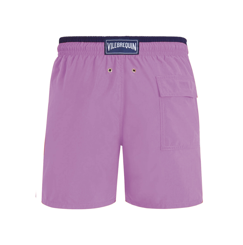Mens Vilebrequin Bicolour Solid Moka Turtle Embroidered Pink Swim Shorts