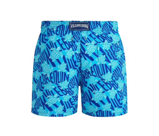 Mens Vilebrequin Moorea Ronde Des Tortues Blue Turtles Logo Swim Beach Shorts