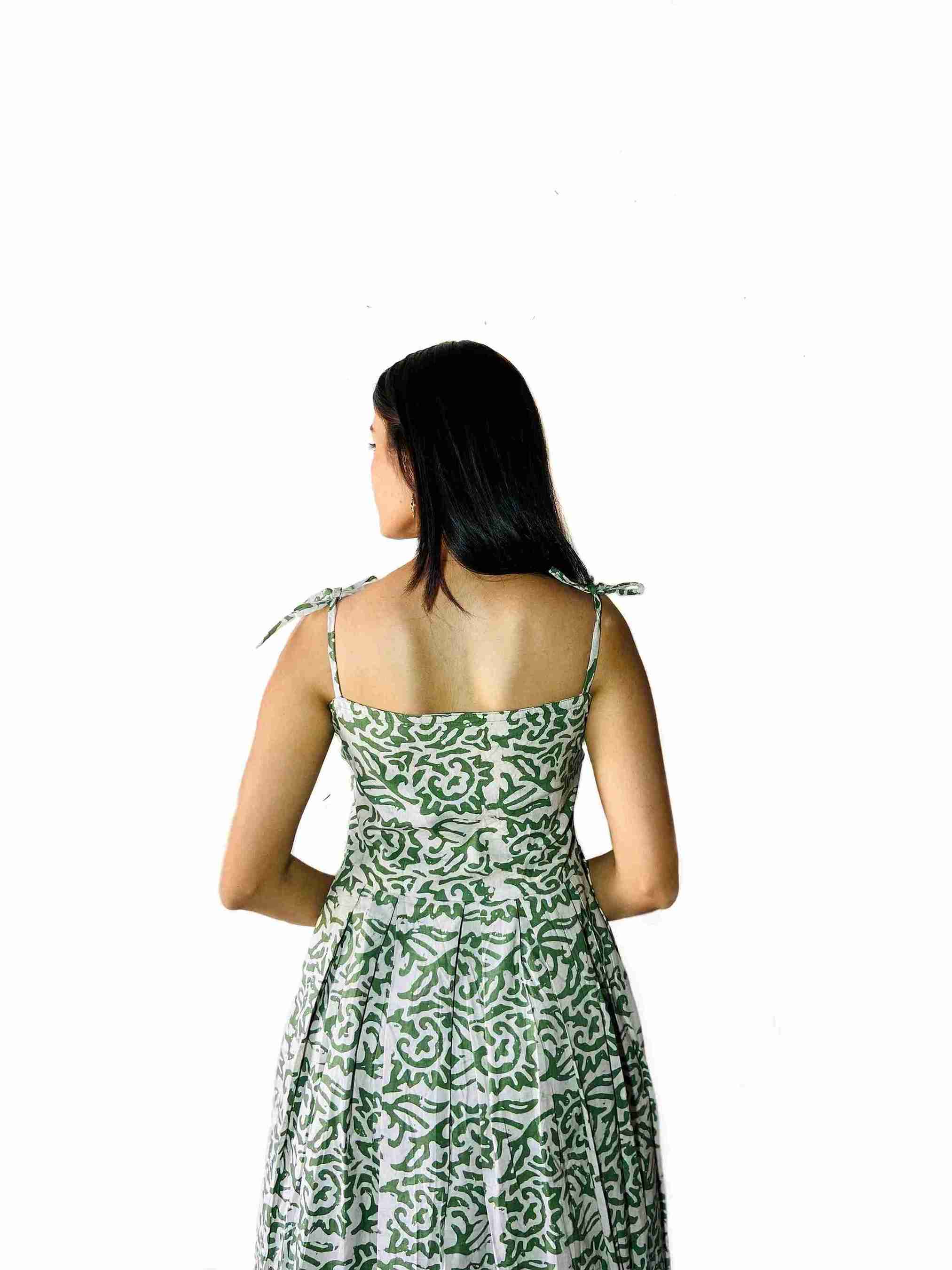 Leaf Muse Handblock Cotton Dress