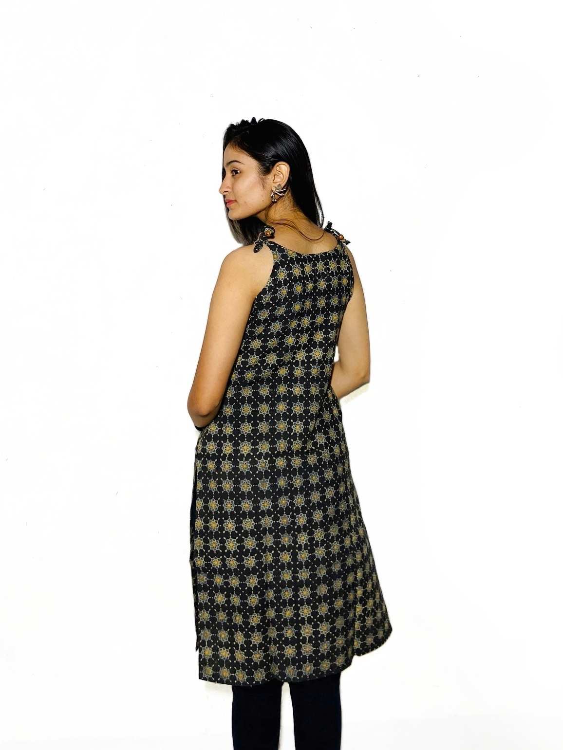 Midnight Bloom Ajrakh Kurti