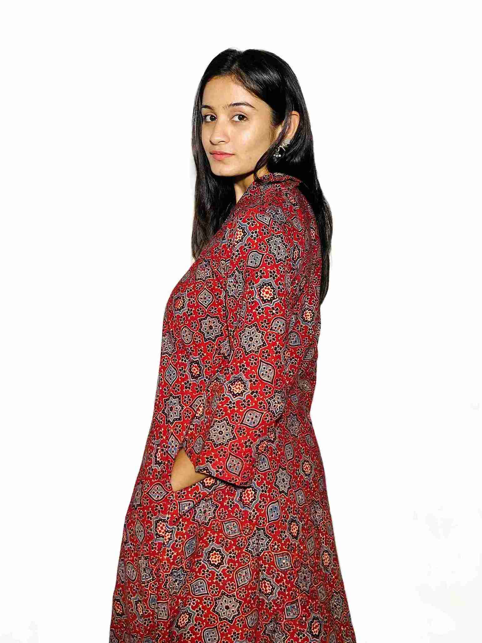 Meher – Dusk Rose Ajrakh Flare Kurta