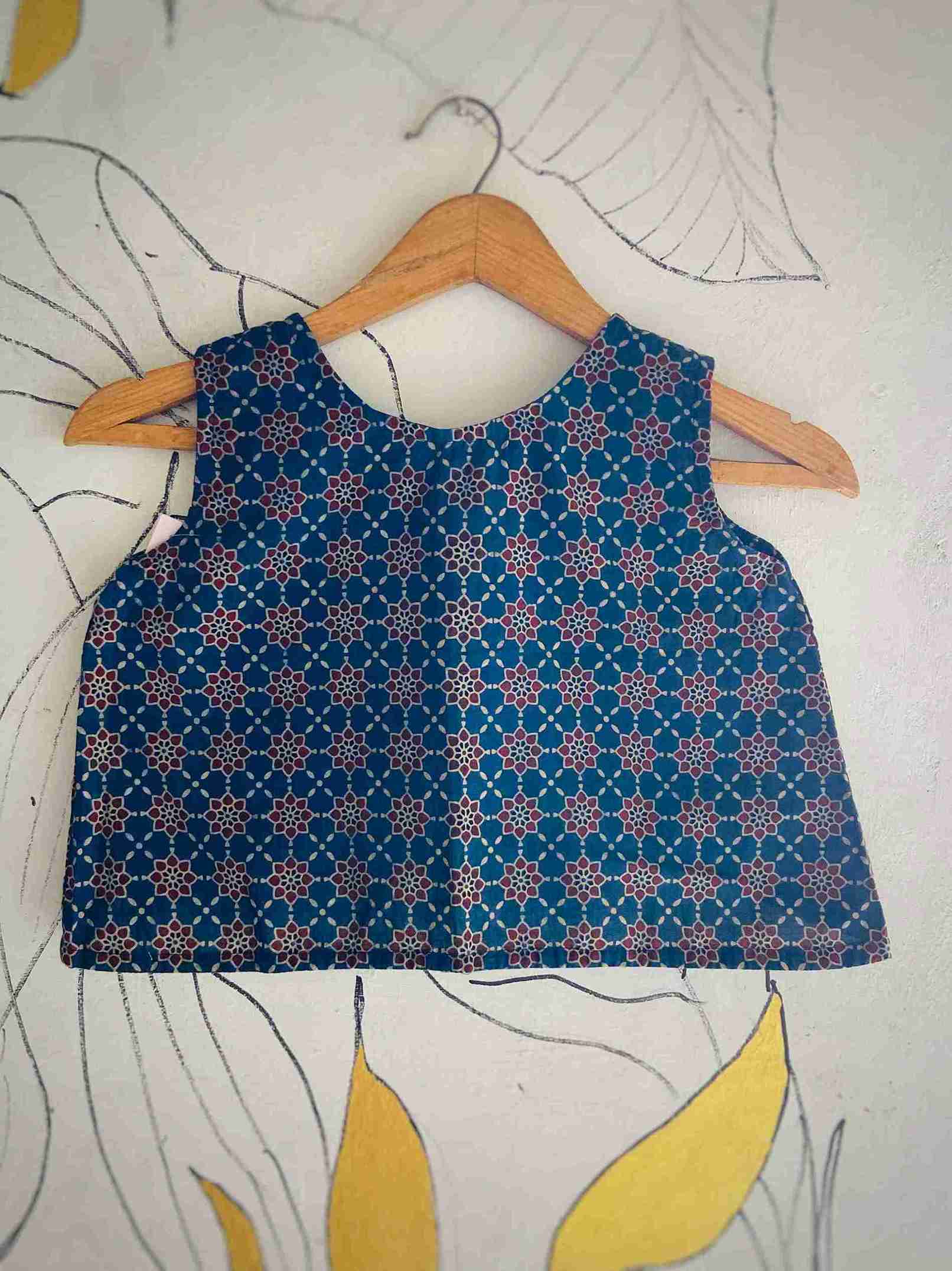Neela Phool Artisanal Cotton Crop Top