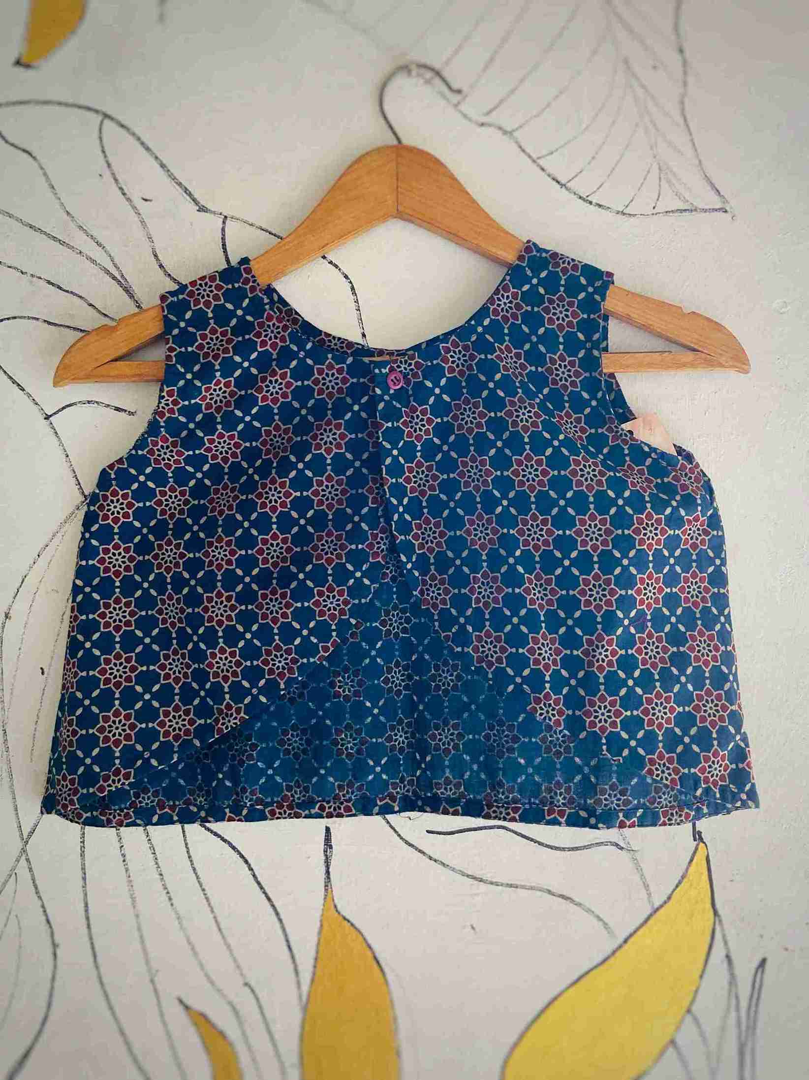 Neela Phool Artisanal Cotton Crop Top