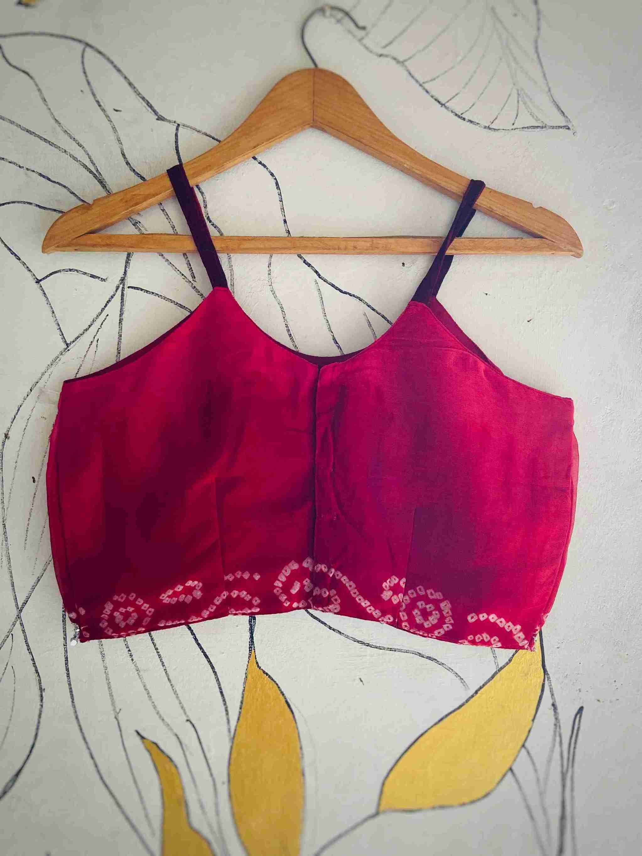 Laal Bandhej Silk Camisole Blouse