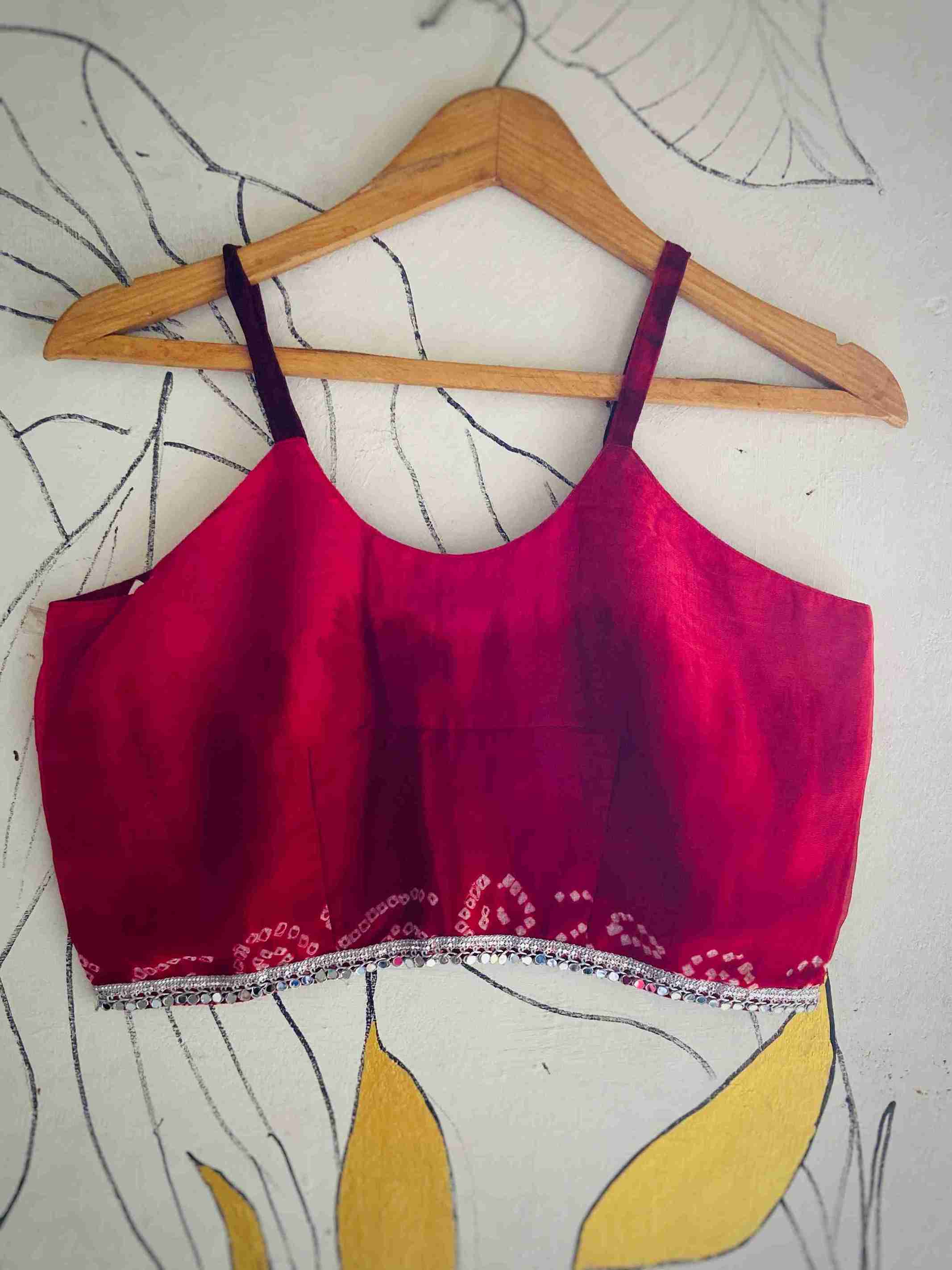 Laal Bandhej Silk Camisole Blouse