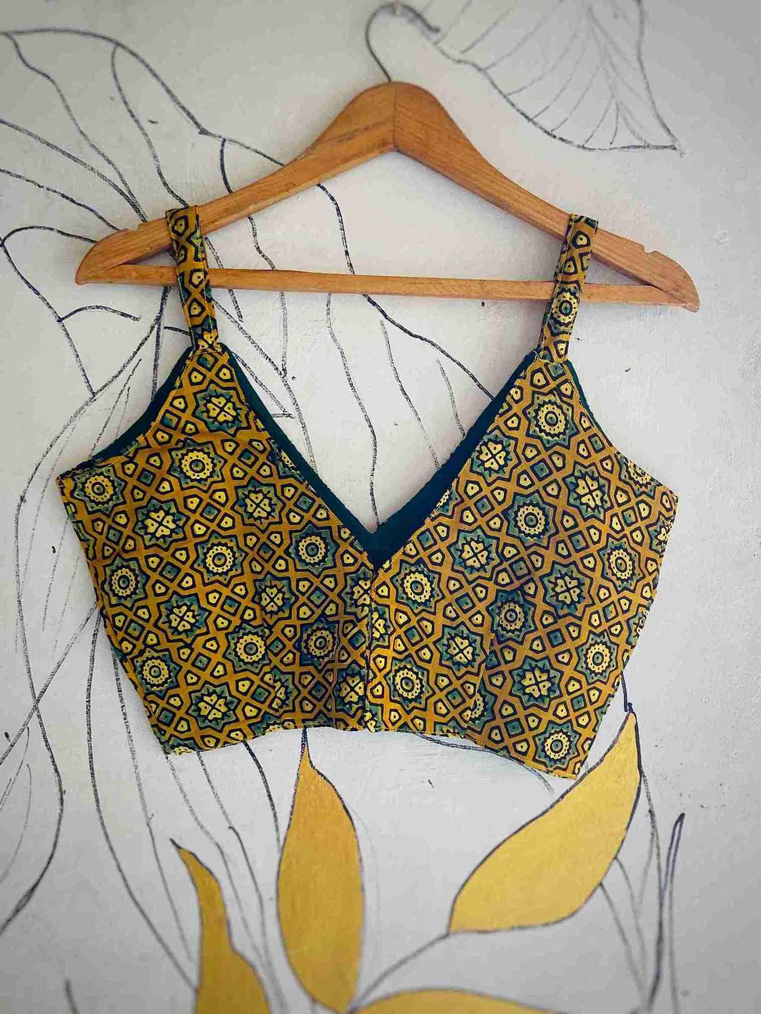 Marigold Geometry Ajrakh Blouse