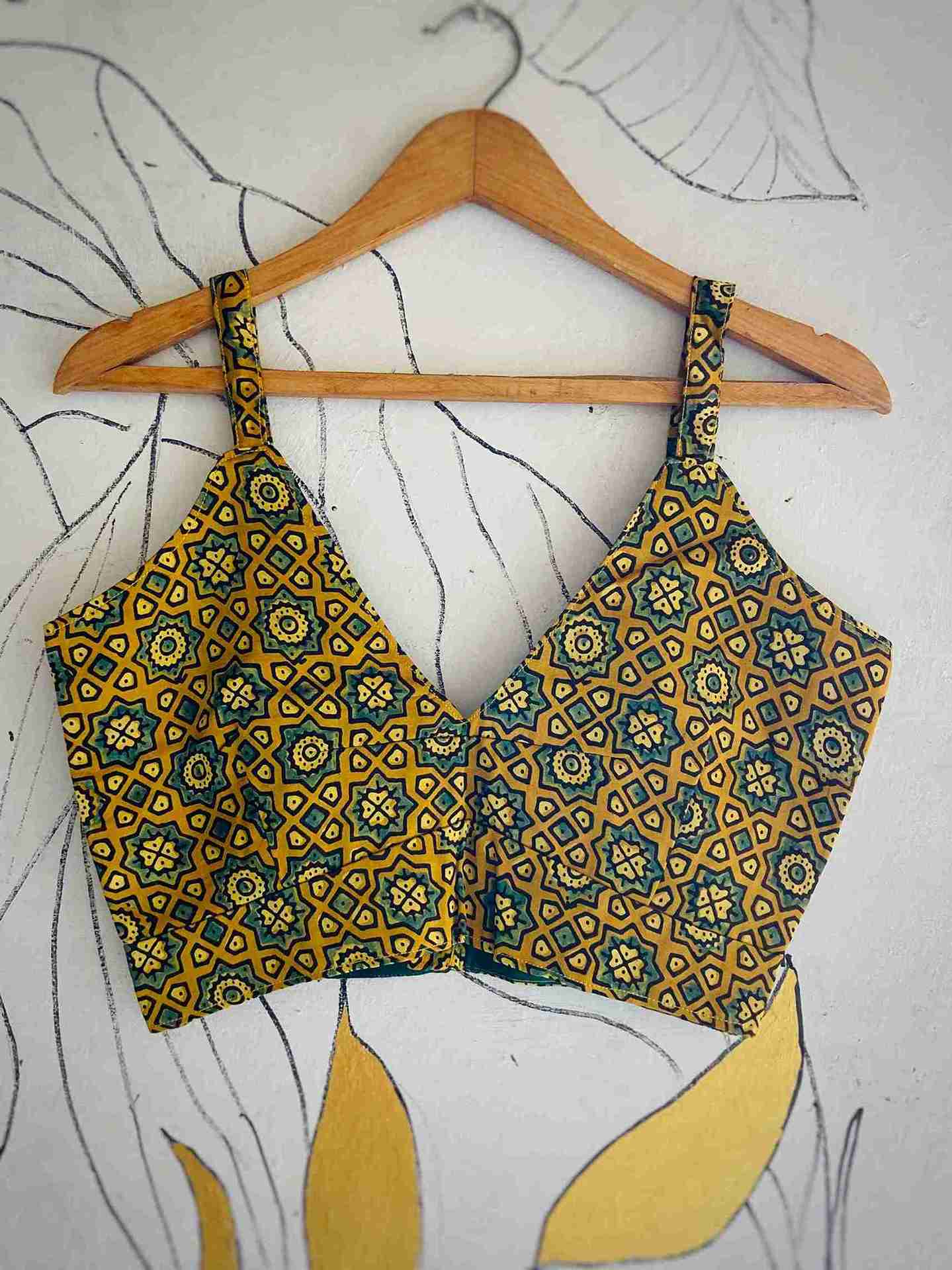 Marigold Geometry Ajrakh Blouse