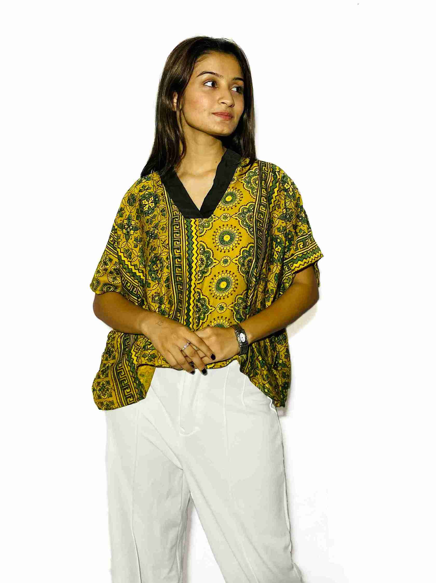 Marigold Charm Handblock Boxy Fit Shirt