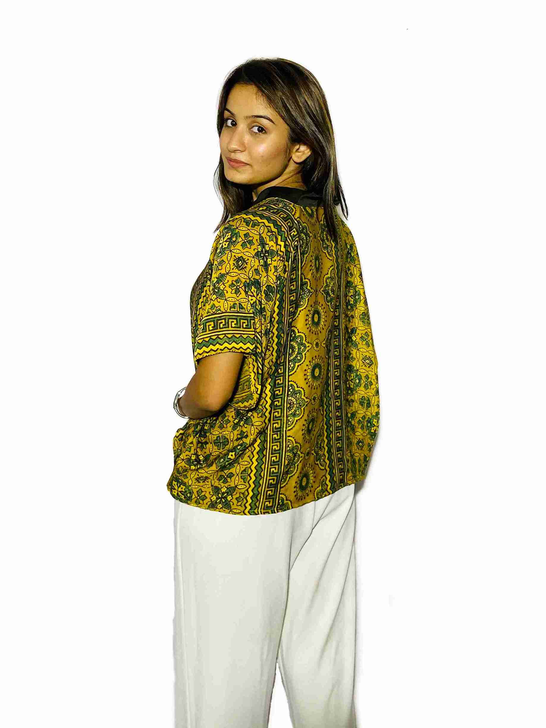 Marigold Charm Handblock Boxy Fit Shirt