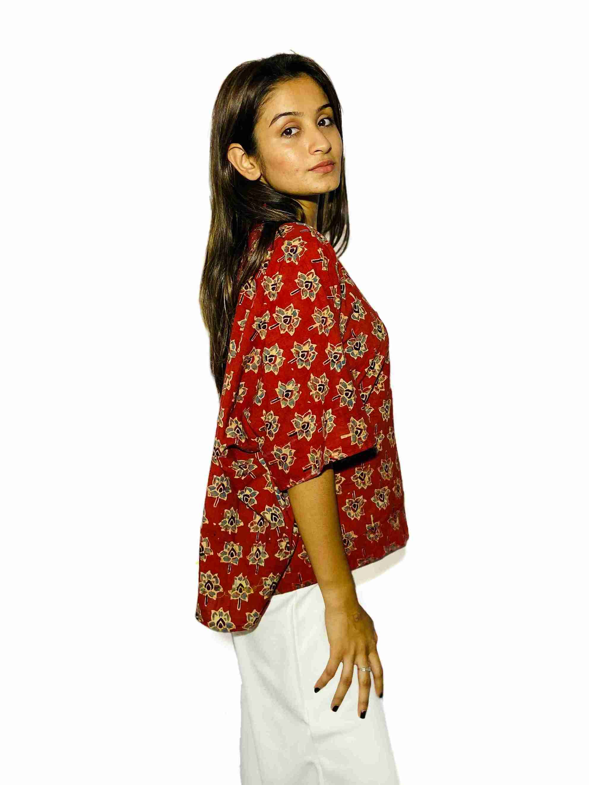 Ulta Rose Handblock Boxy Fit Shirt