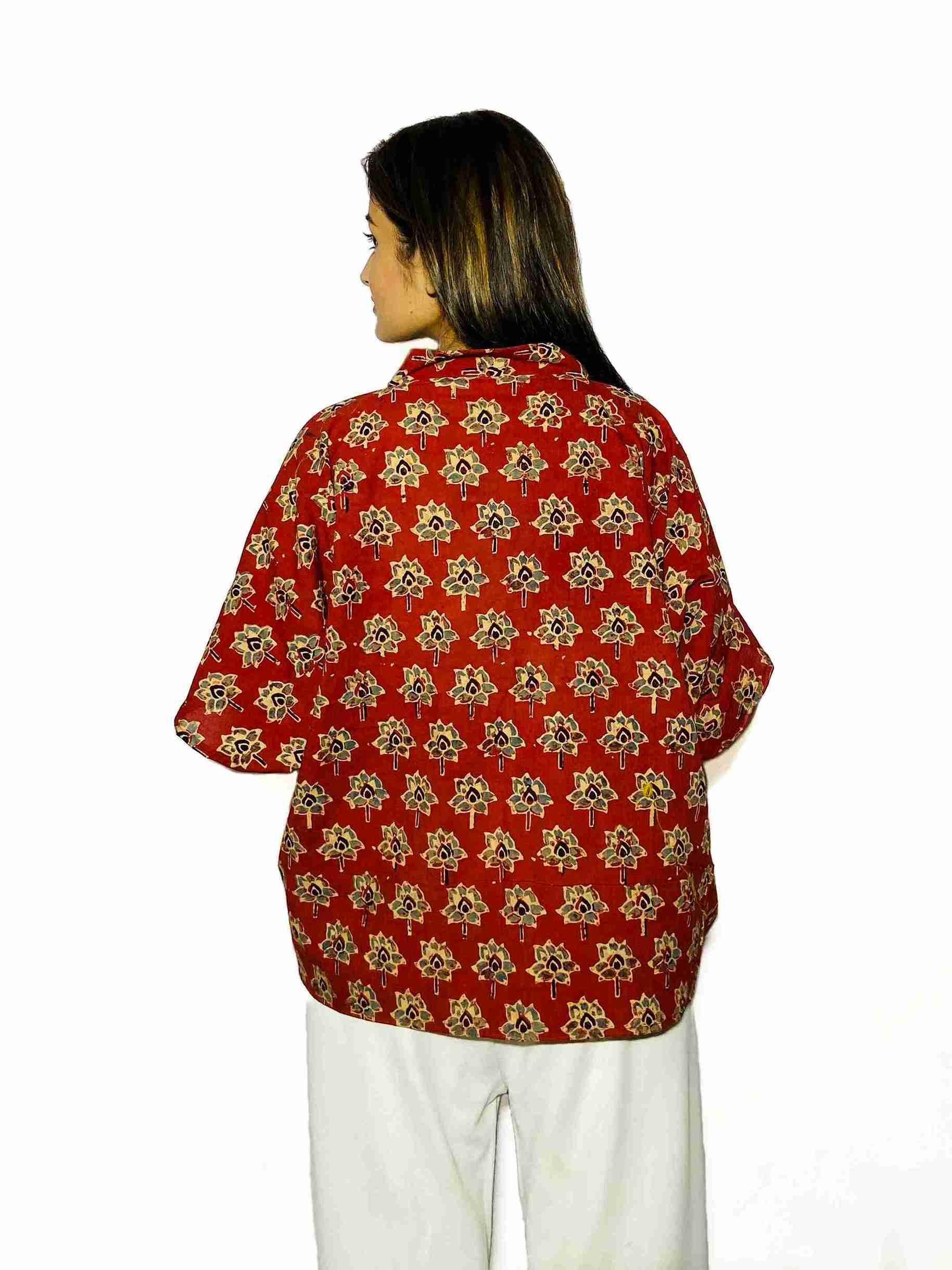 Ulta Rose Handblock Boxy Fit Shirt