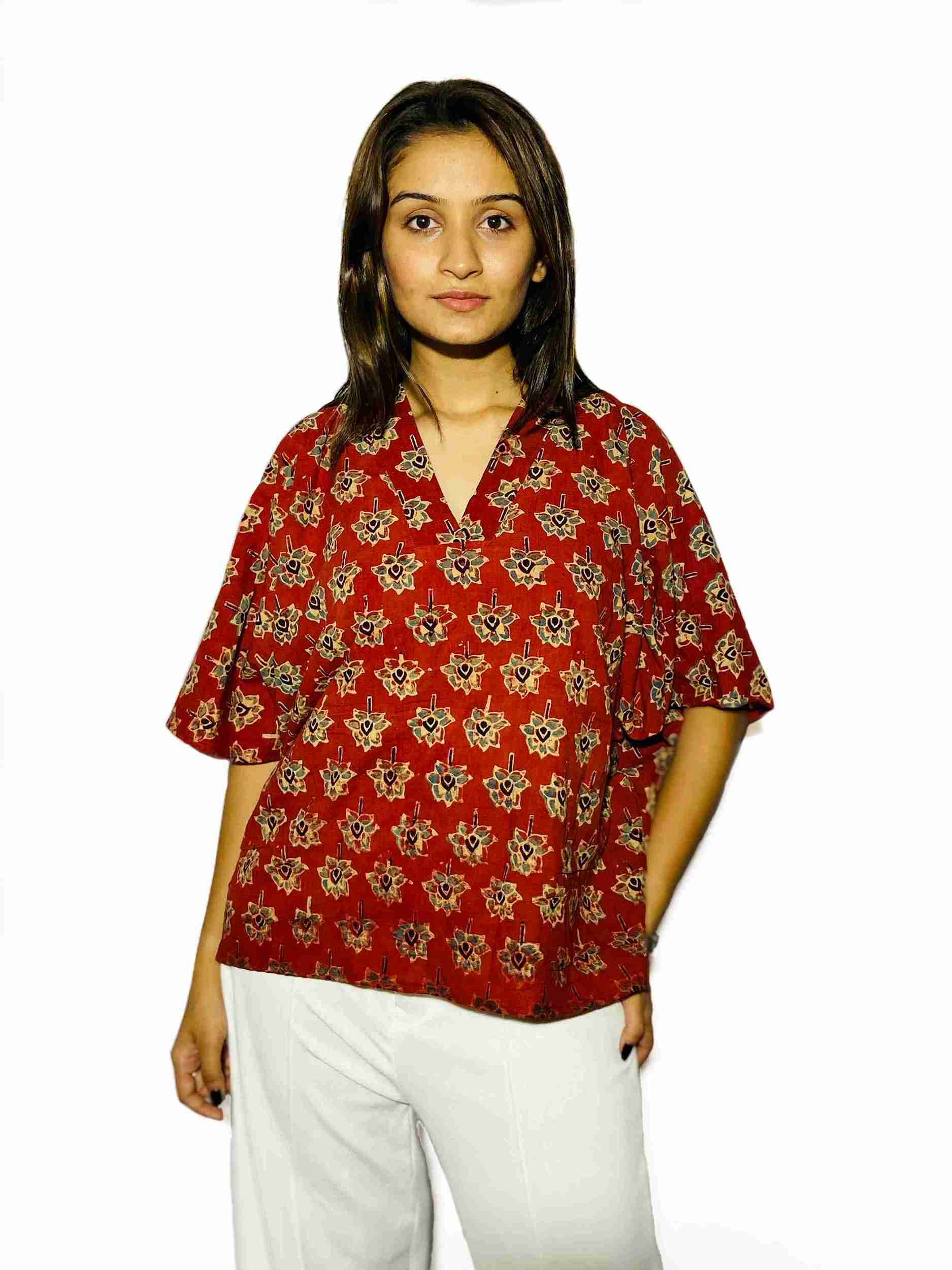 Ulta Rose Handblock Boxy Fit Shirt