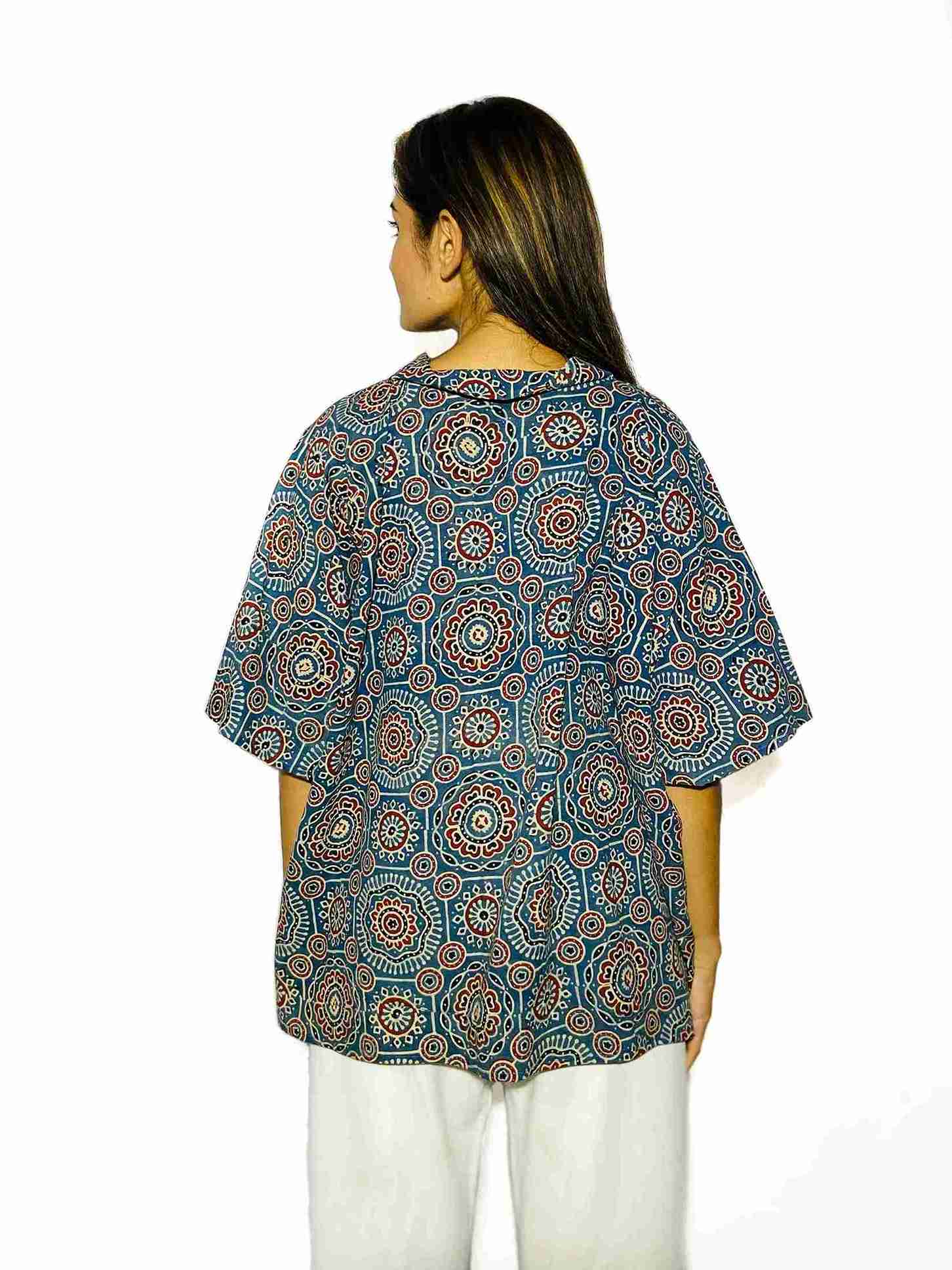 Indigo Mandala Handblock Boxy Shirt