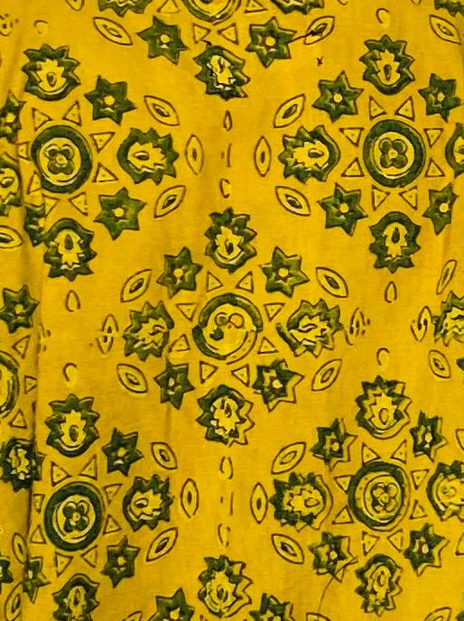 Mustard Charm Handblock Boxy Shirt