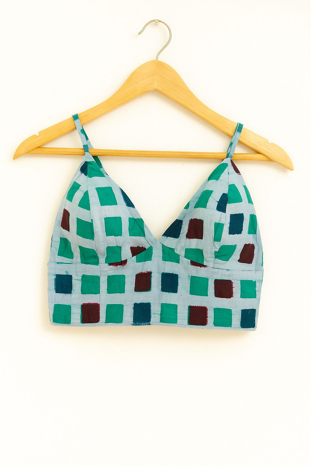 Handpainted Teal Patch Bralette