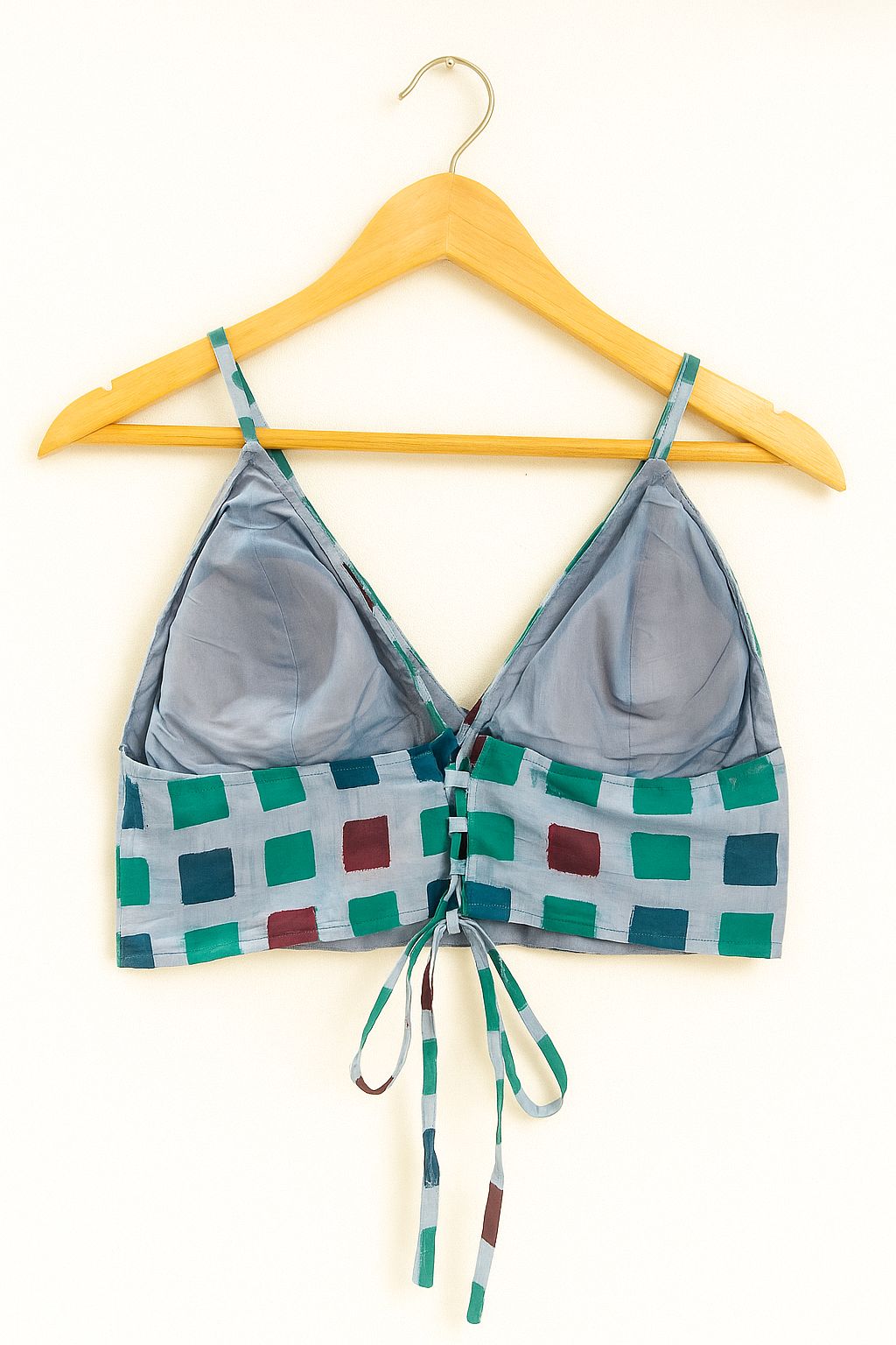 Handpainted Teal Patch Bralette