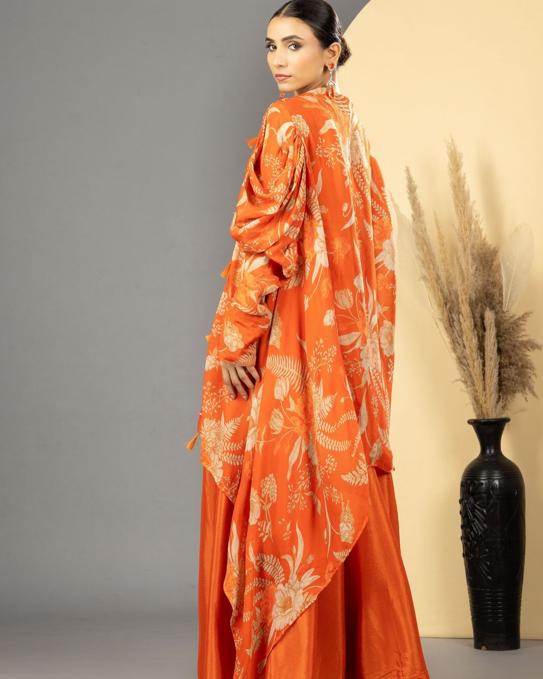 Women's Orange Floral Three-Piece Set