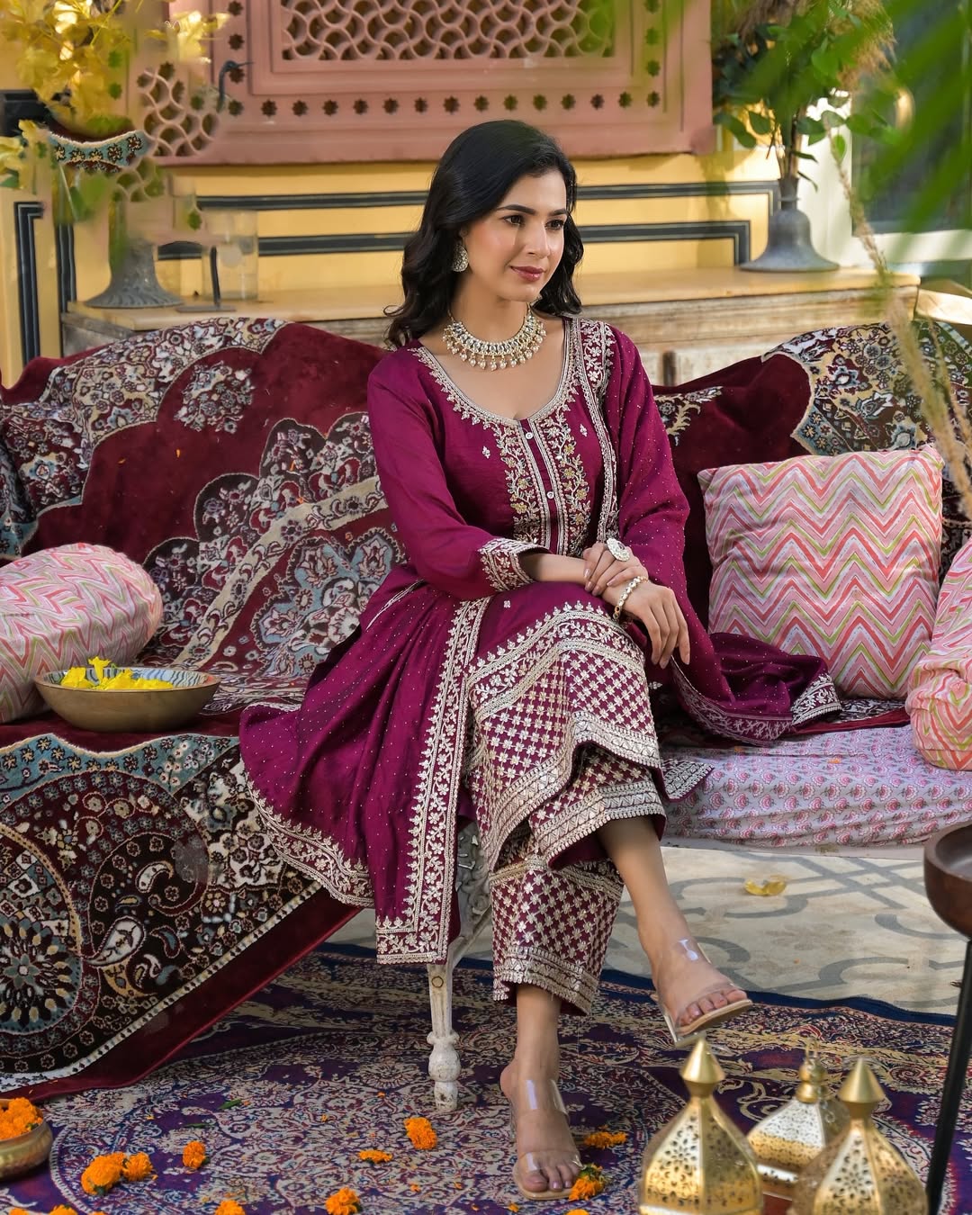 Elegant Maroon Traditional Dress
