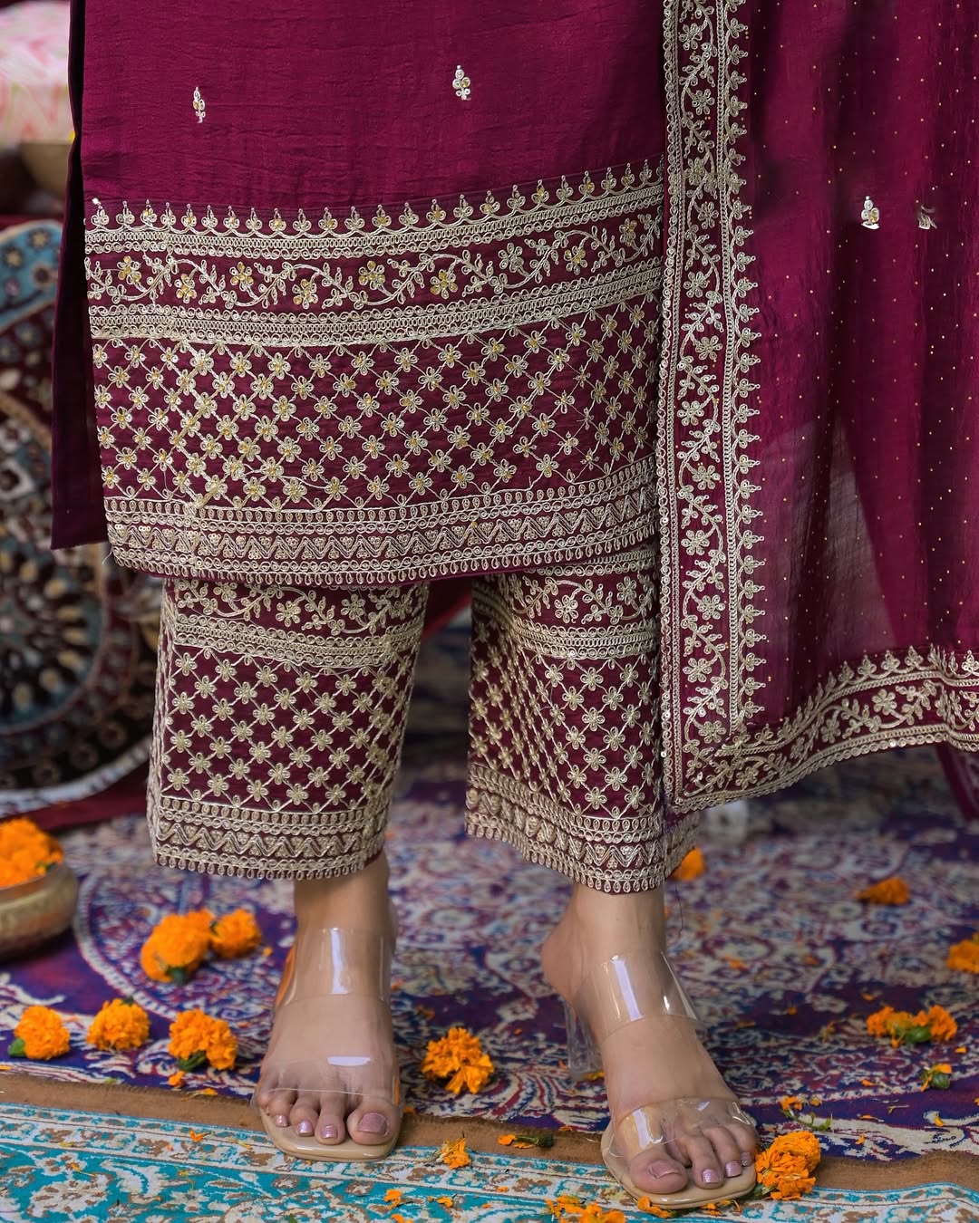 Elegant Maroon Traditional Dress