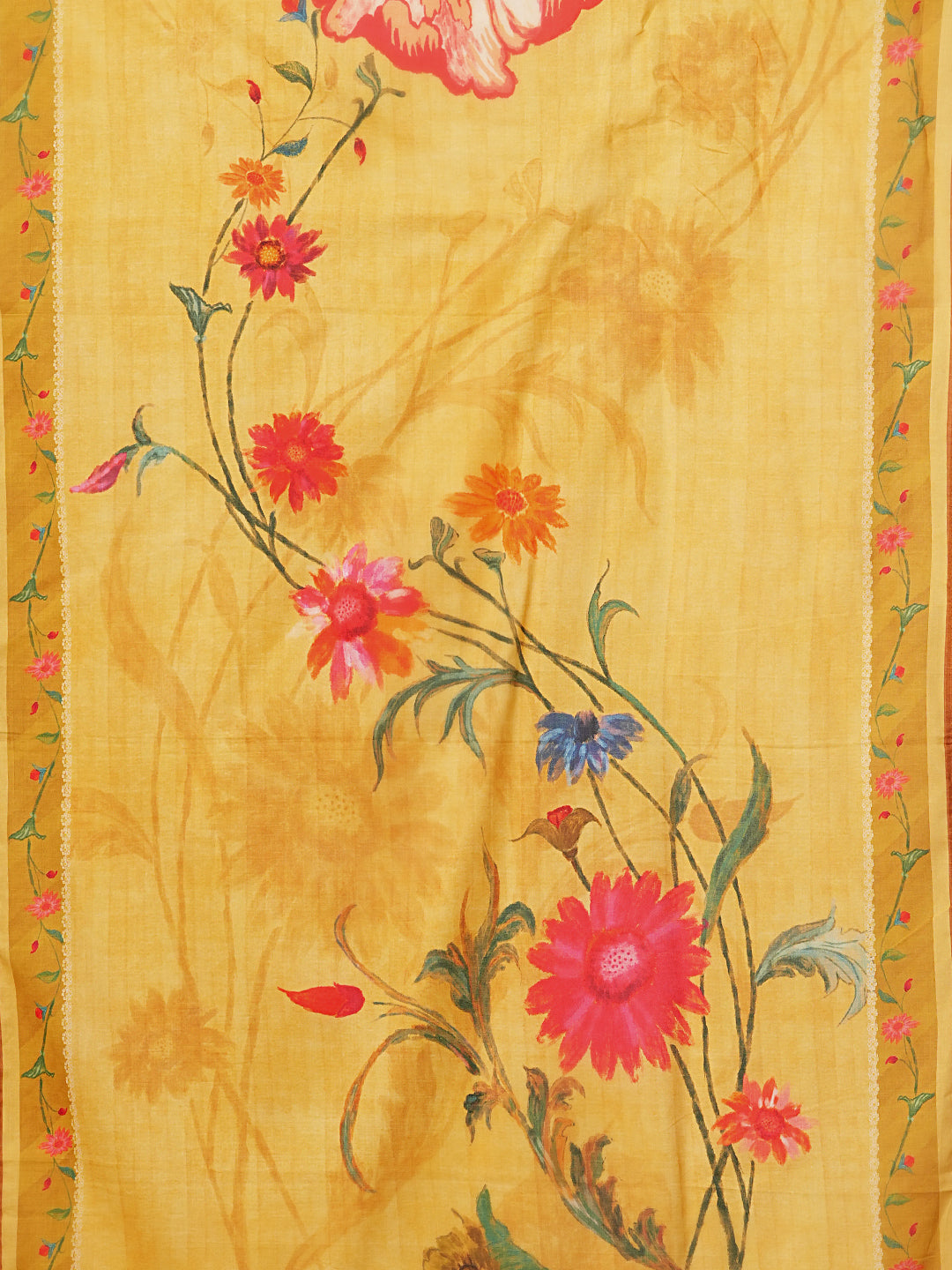 Floral Printed Straight Fit Kurta with Pant and Dupatta - Yellow