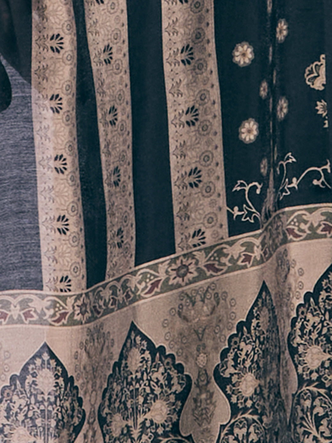 Ethnic Printed Straight Fit Kurta with Pant and Dupatta - Beige