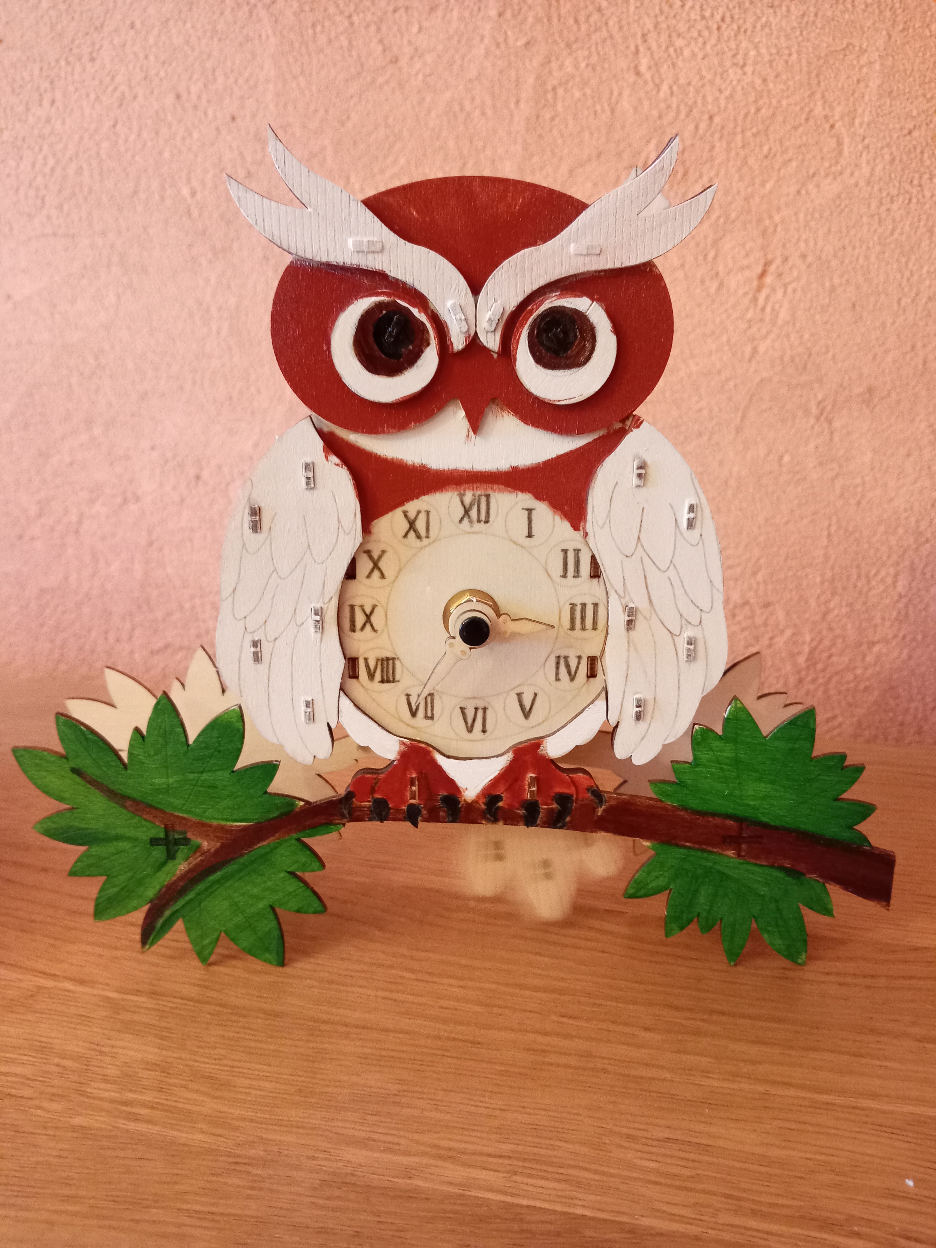 Horloge hibou en bois