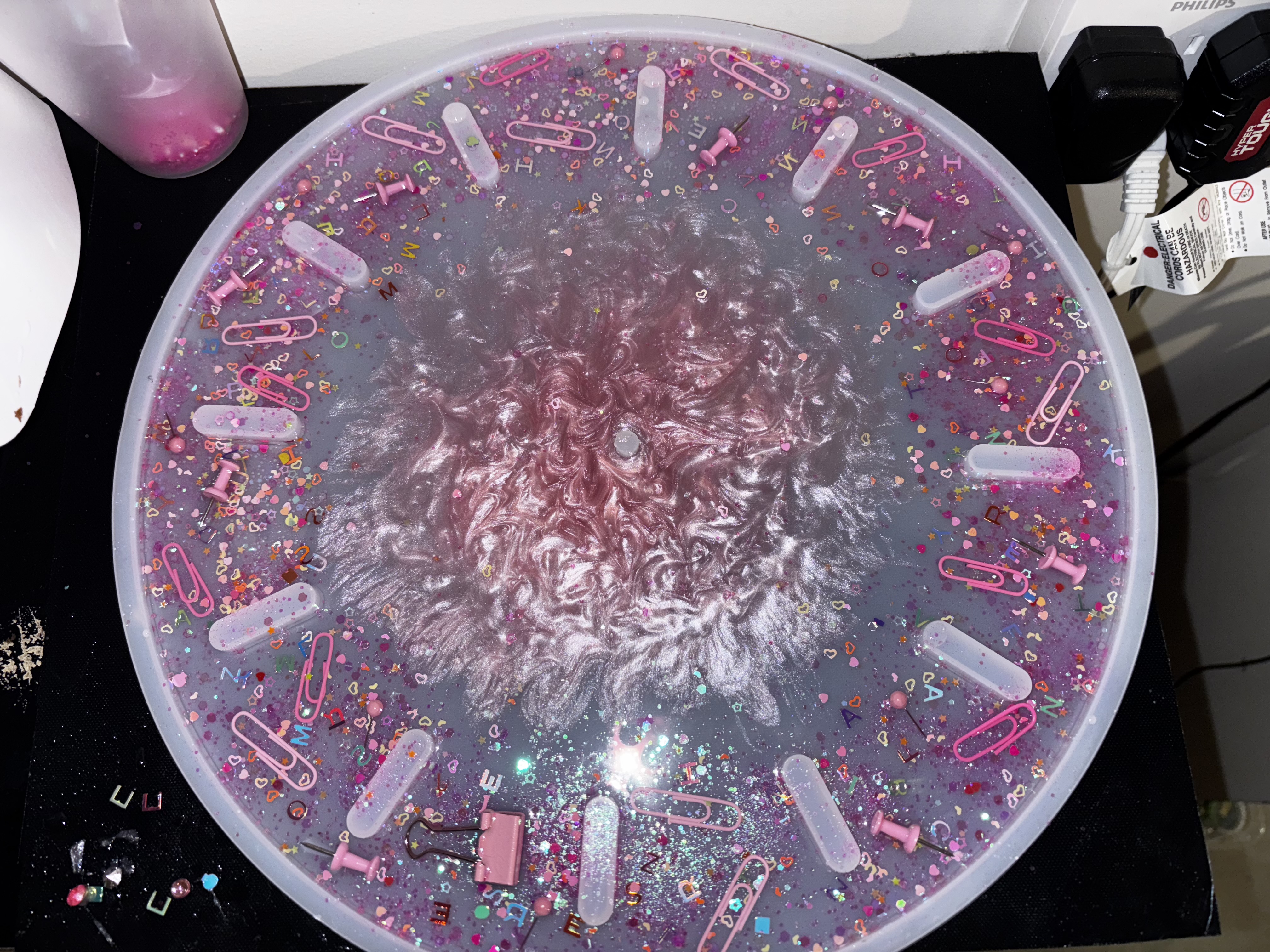 Pink Glitter Clock
