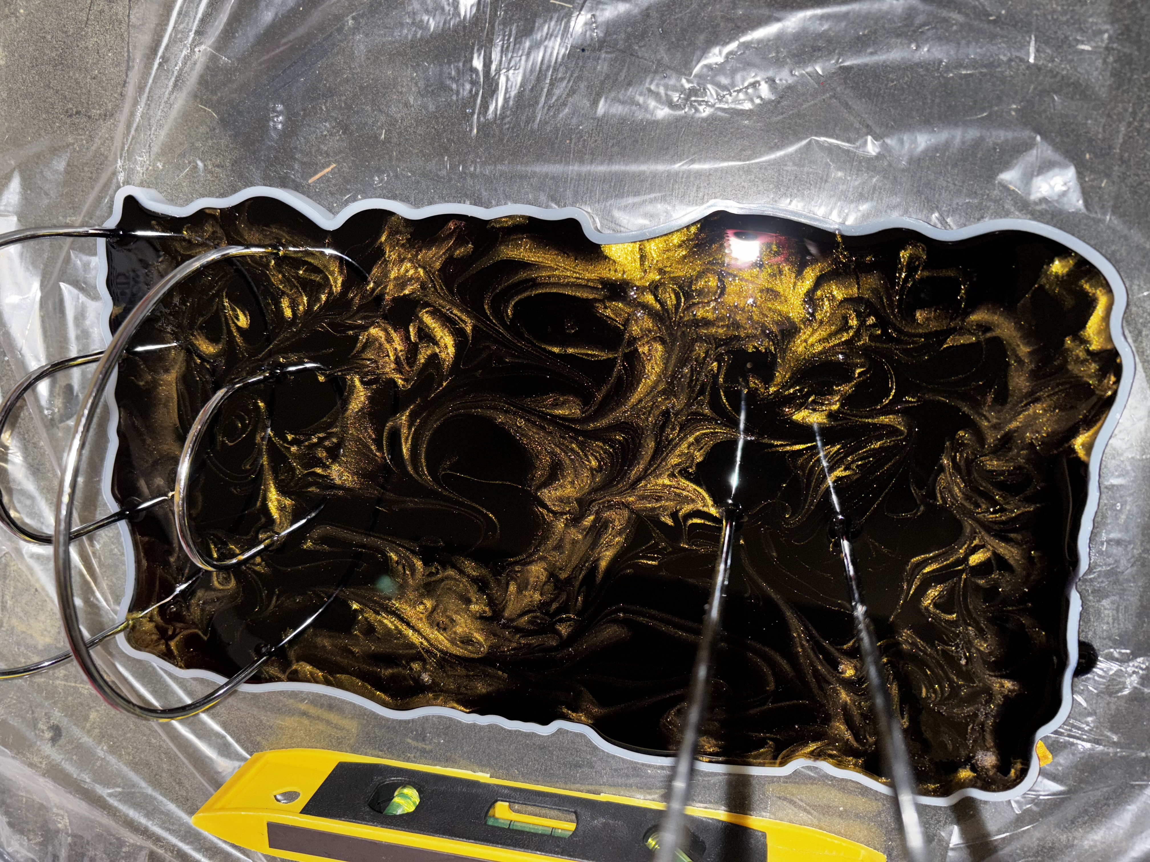 Black & Gold Marble Napkin Holder