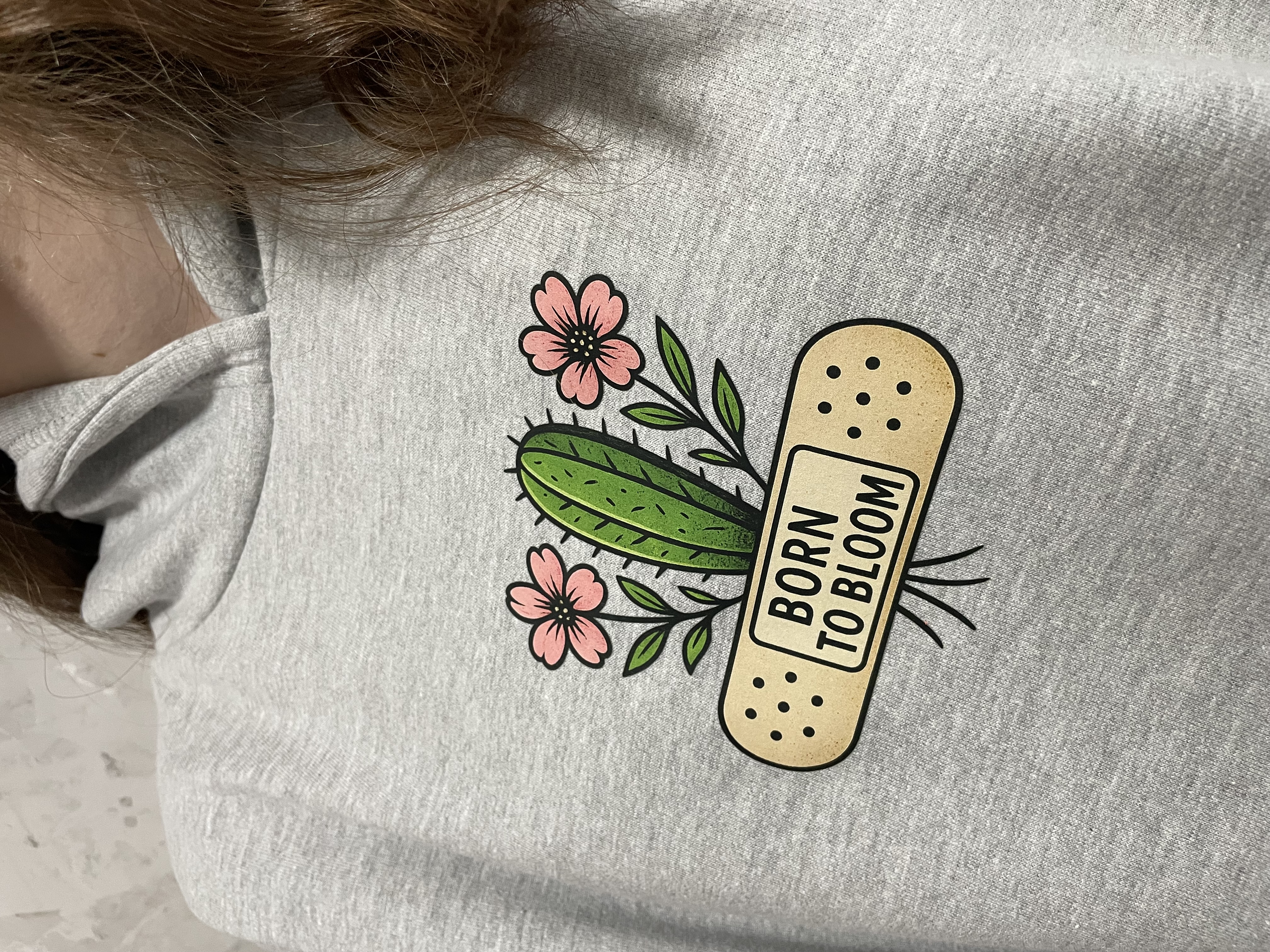 Sweat-shirt gris 'Born to Bloom'