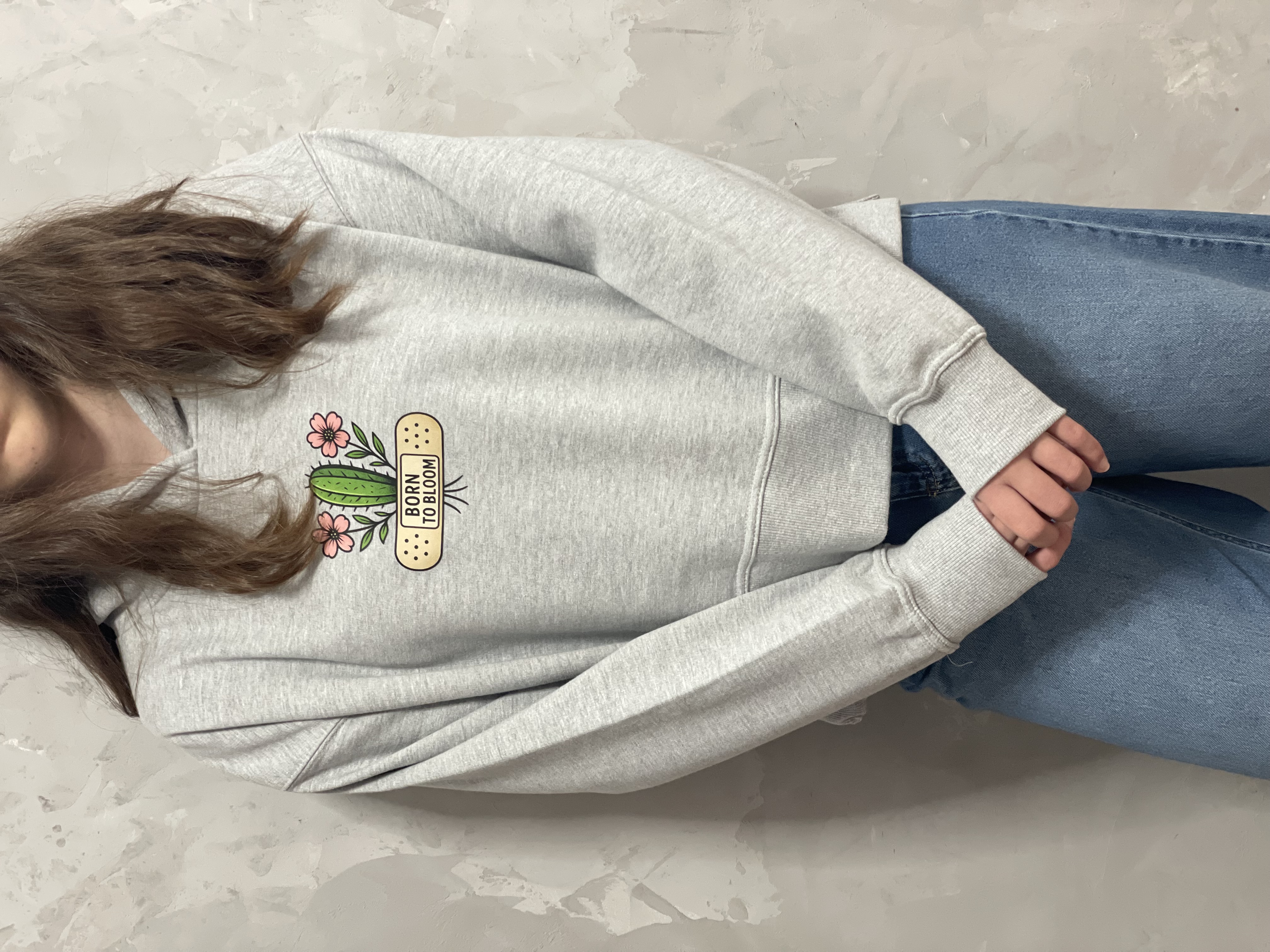 Sweat-shirt gris 'Born to Bloom'