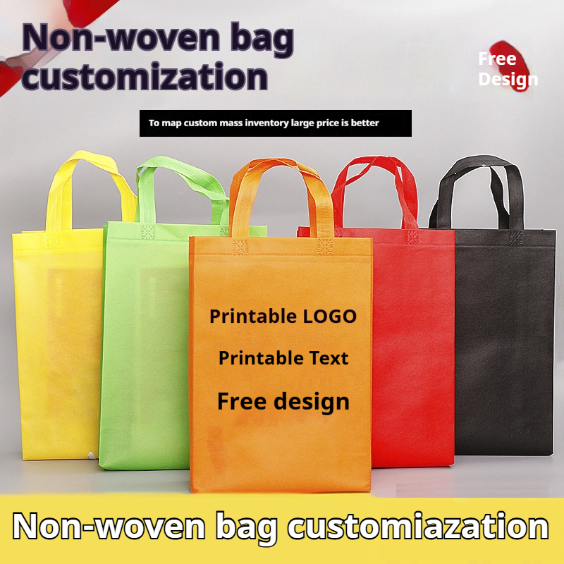 Non-woven handbags customized logo printing non-woven shopping eco-friendly bags training class advertising bags customized printing