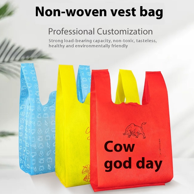 Non-woven vest bag, shopping bag for supermarkets, vest for supermarkets, packing and hand-held packaging bags Ready stock for wholesale