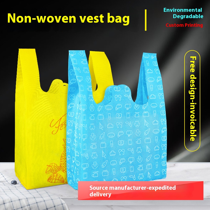 Non-woven vest bag, shopping bag for supermarkets, vest for supermarkets, packing and hand-held packaging bags Ready stock for wholesale