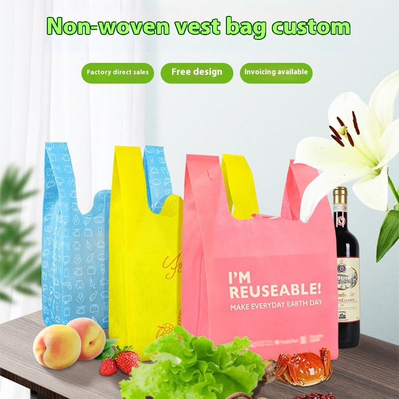 Non-woven vest bag wholesale custom handbag non-woven supermarket shopping bag printed logo horse Clip bag custom