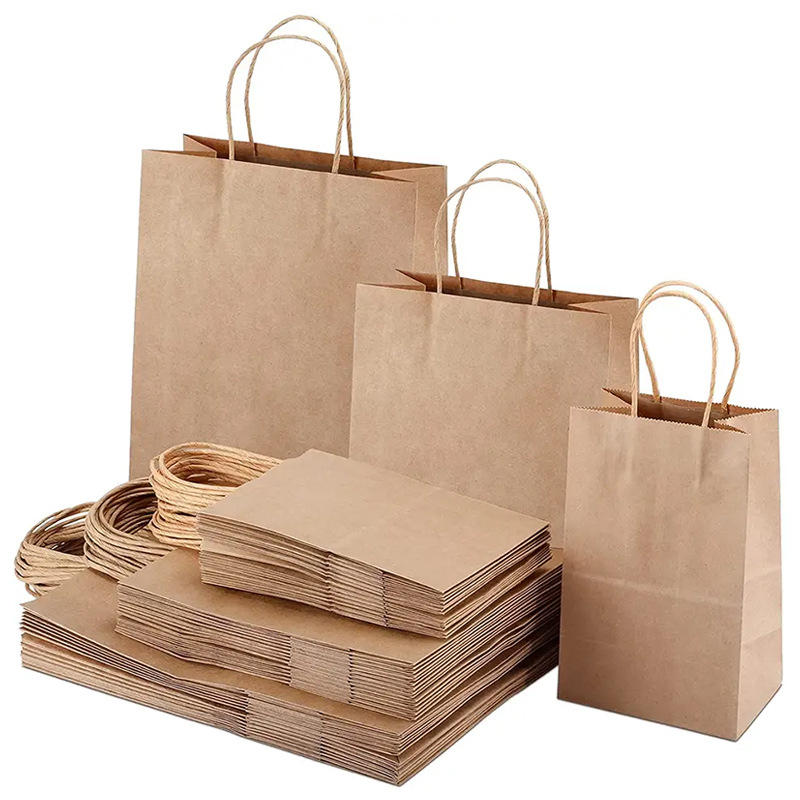 Kraft paper bag handbag catering takeaway food packaging bag gift bag milk tea packaging bag wholesale custom LOGO