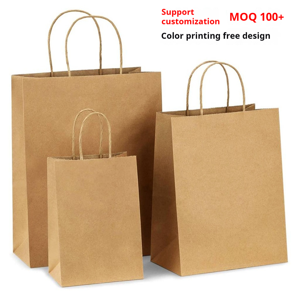 Kraft paper bag handbag catering takeaway food packaging bag gift bag milk tea packaging bag wholesale custom LOGO