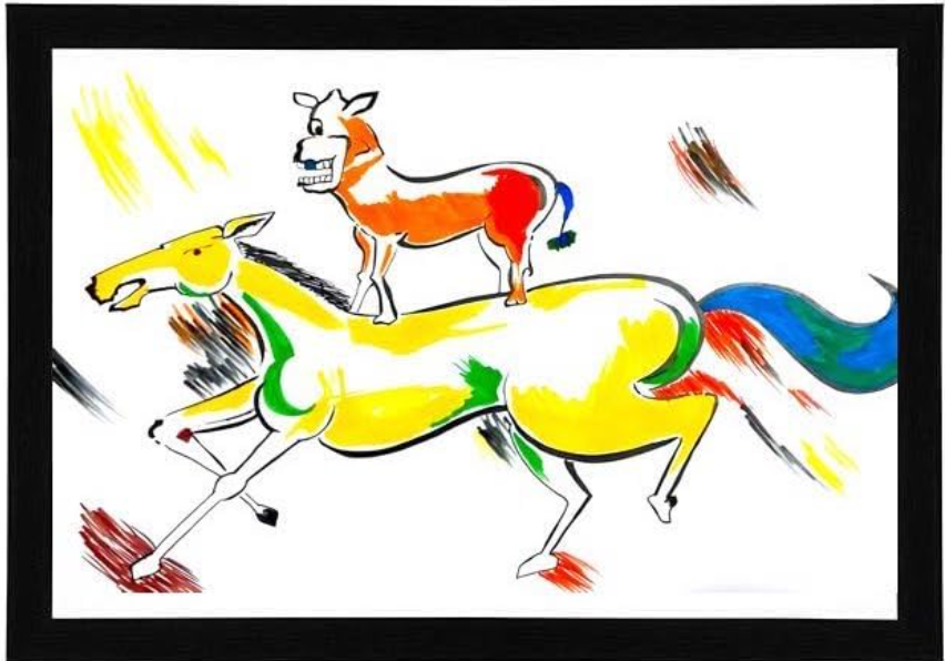 Majnu Bhai Painting 8*12 Size on 250 GSM Kodak GLossy Photo Paper - Black Framed