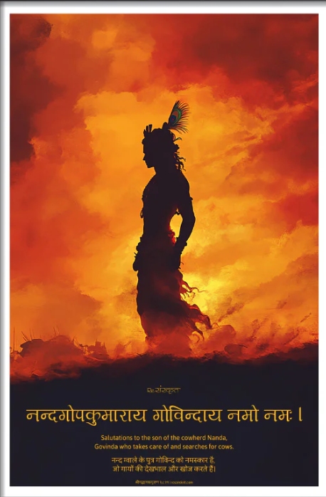 Krishna Silhouette Art Poster Frame