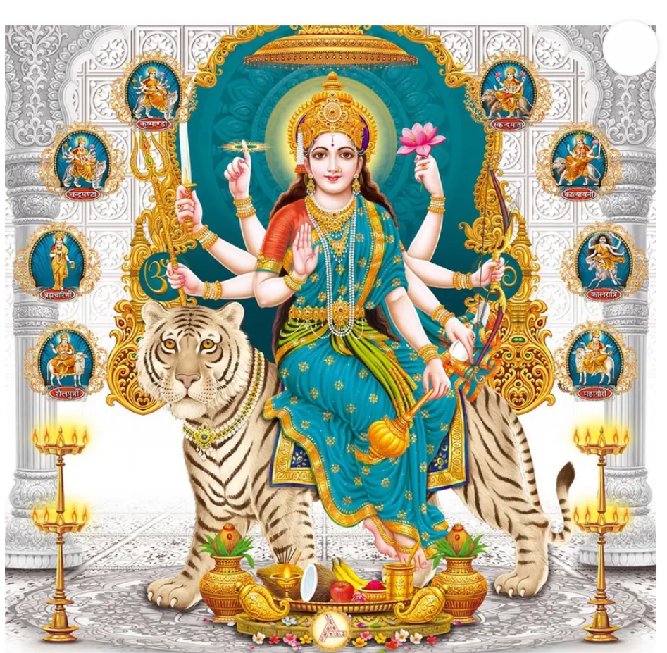 Multicolor Printed Goddess Durga Poster