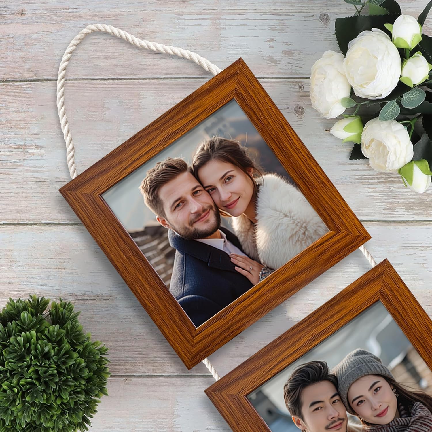 Photo Frame For Wall Set Wall Hanging Picture, Photo Frame For Home and Office Decoration (Set of 3, 5x5 Inch - Brown)