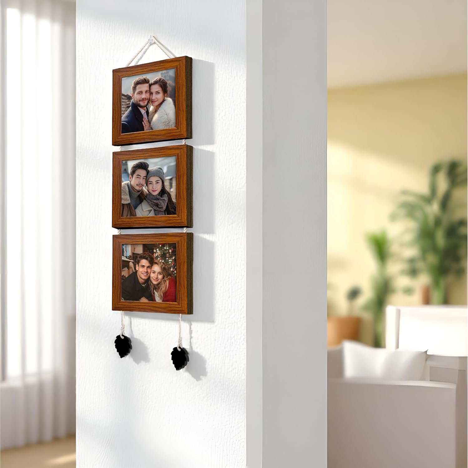 Photo Frame For Wall Set Wall Hanging Picture, Photo Frame For Home and Office Decoration (Set of 3, 5x5 Inch - Brown)