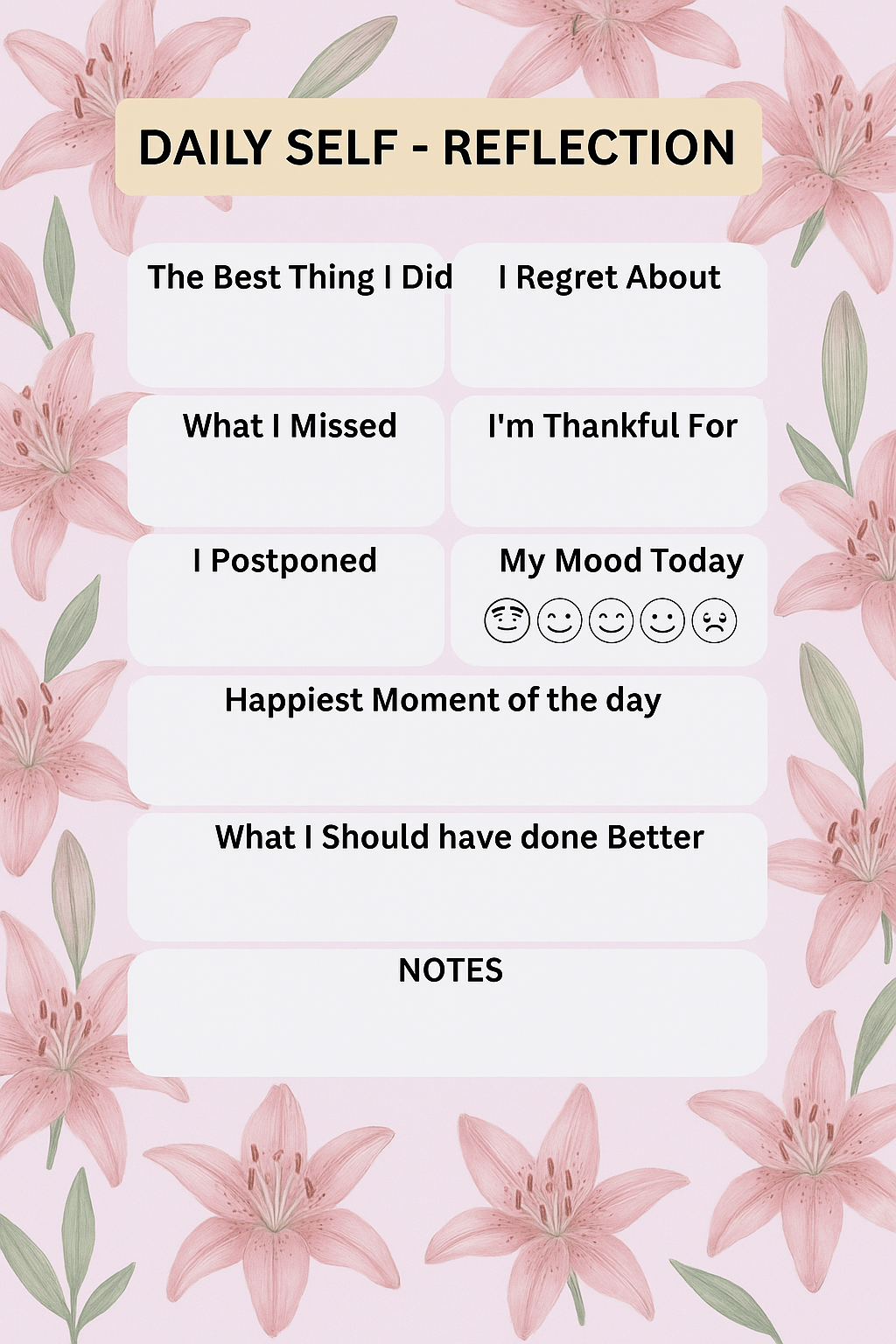 Daily Self Reflection Planner for self Growth Sets