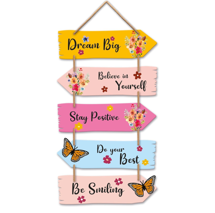 Stay Positive Hanging Set of 5 hanging MDF Board
