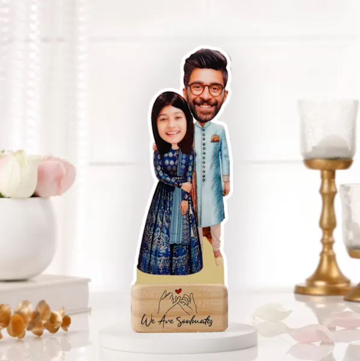 Customisable Couple Miniature on wooden Block for some one special