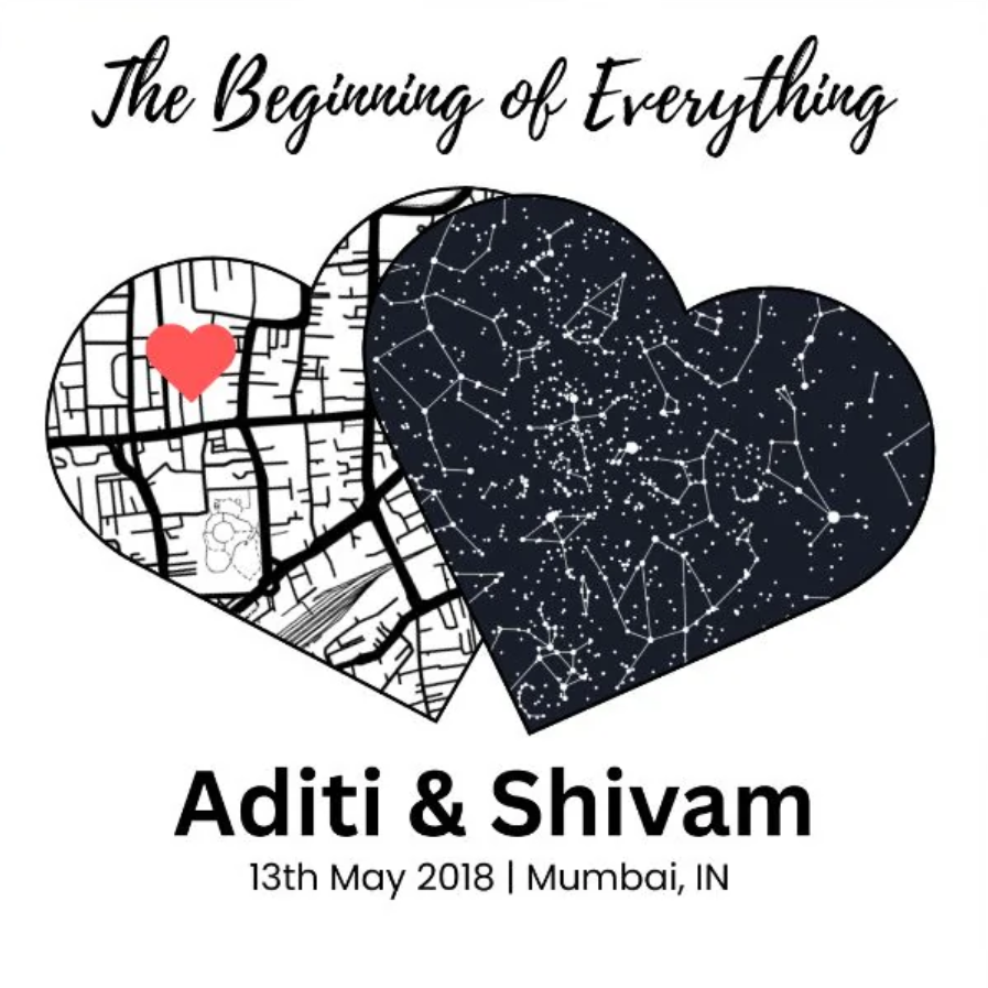 Map Our Love Frame for Couple A4 SIZE with options of your preferred Frame design 